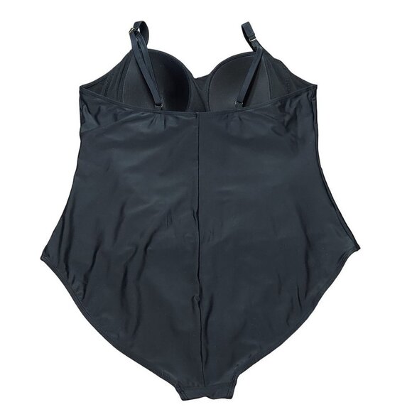 Cromer Resortwear Womens Plus Size Black Ruched One-Piece Swimsuit - Picture 2 of 11